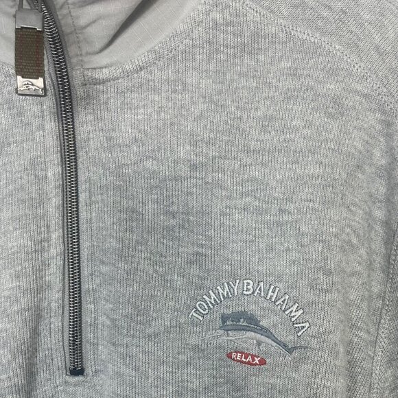 Tommy Bahama Relax 1/4 Zip Shirt Mens Large Gray Pullover - Picture 6 of 9